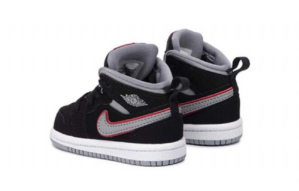 Nike Air Jordan 1 Mid Tops Td Sko Barn Svarte Grå