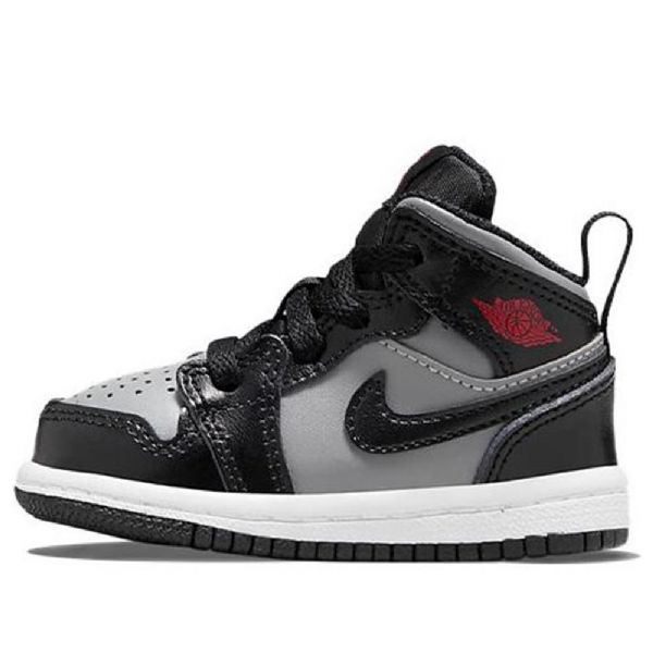 Nike Air Jordan 1 Mid Tops Td Sko Barn Svarte Grå