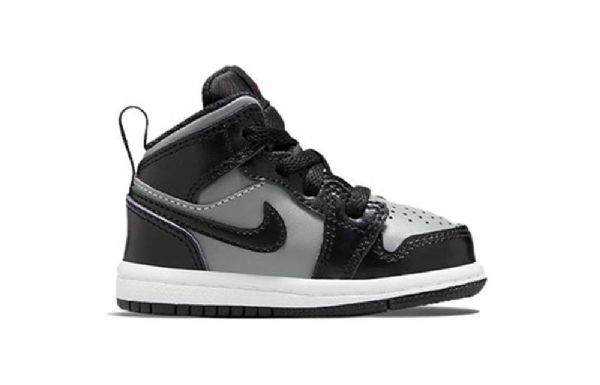 Nike Air Jordan 1 Mid Tops Td Sko Barn Svarte Grå