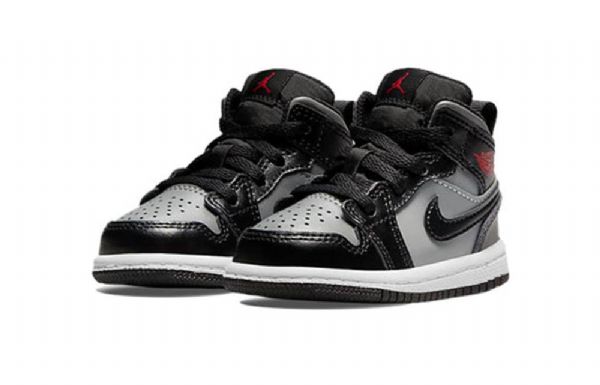 Nike Air Jordan 1 Mid Tops Td Sko Barn Svarte Grå