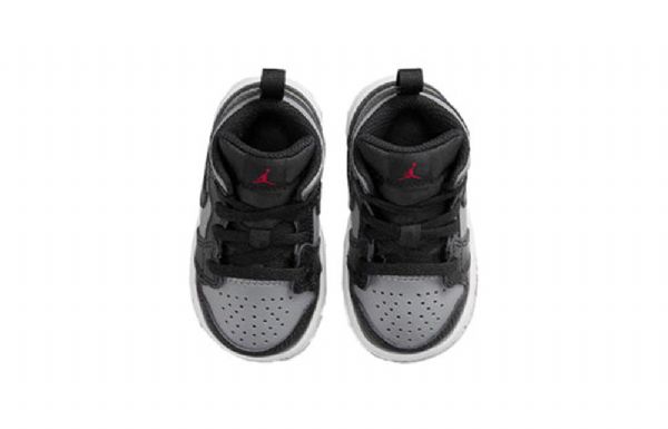 Nike Air Jordan 1 Mid Tops Td Sko Barn Svarte Grå