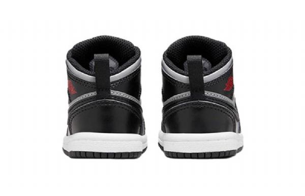 Nike Air Jordan 1 Mid Tops Td Sko Barn Svarte Grå