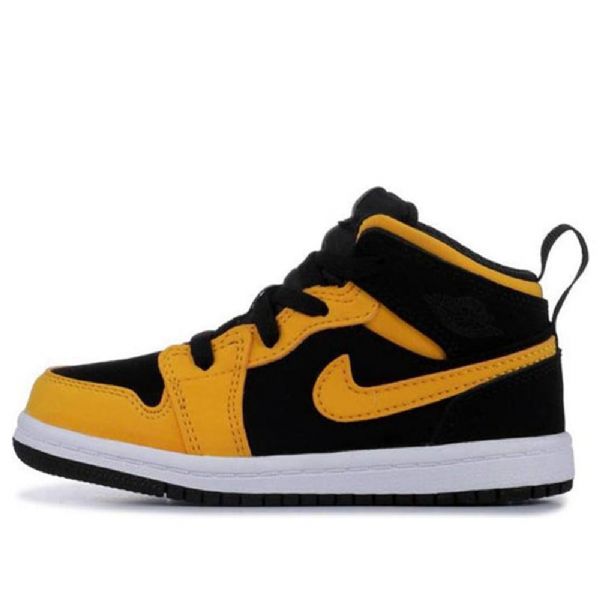 Nike Air Jordan 1 Mid Tops Td Sko Barn Svarte Gul