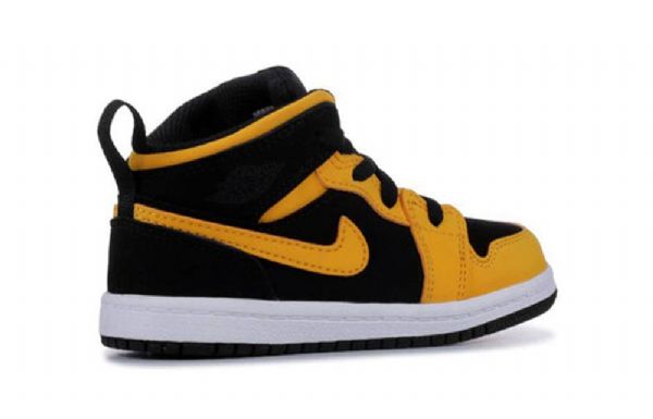 Nike Air Jordan 1 Mid Tops Td Sko Barn Svarte Gul