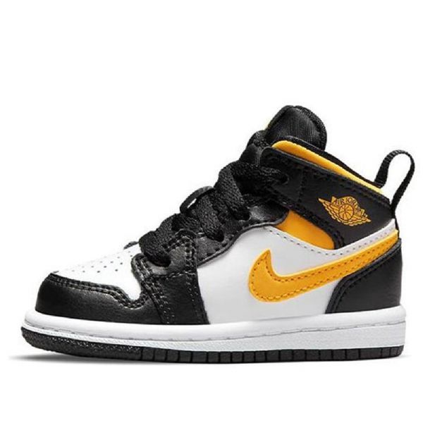 Nike Air Jordan 1 Mid Tops Td Sko Barn Svarte Gull