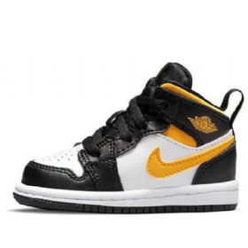 Nike Air Jordan 1 Mid Tops Td Sko Barn Svarte Gull