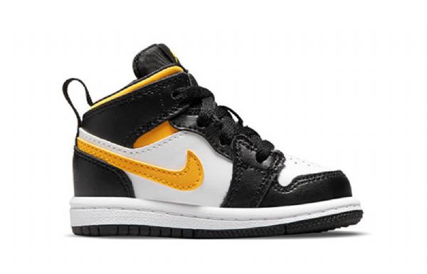 Nike Air Jordan 1 Mid Tops Td Sko Barn Svarte Gull