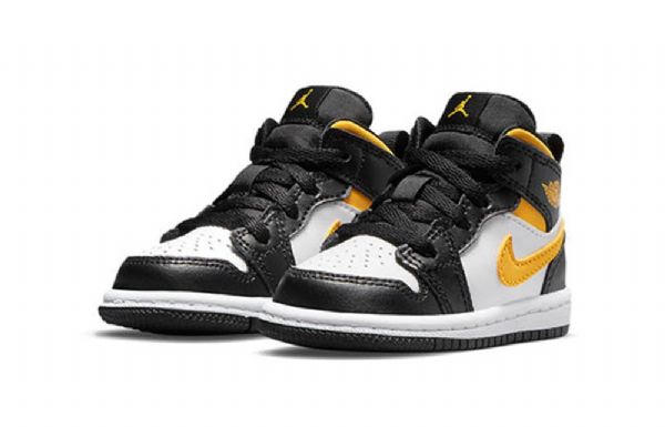 Nike Air Jordan 1 Mid Tops Td Sko Barn Svarte Gull