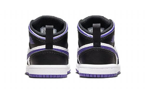 Nike Air Jordan 1 Mid Tops Td Sko Barn Svarte Hvite Lilla