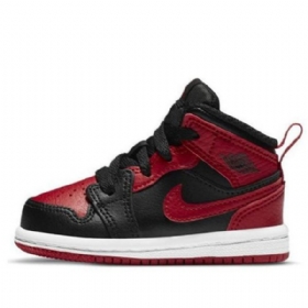 Nike Air Jordan 1 Mid Tops Td Sko Barn Svarte Rød