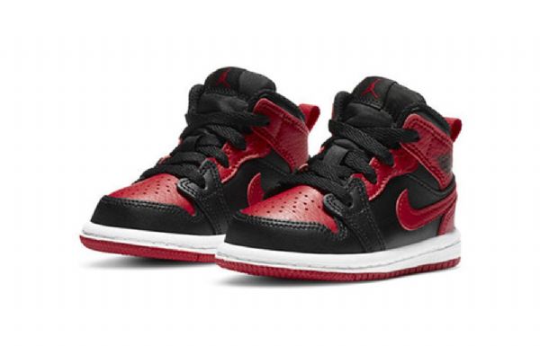 Nike Air Jordan 1 Mid Tops Td Sko Barn Svarte Rød