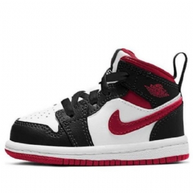 Nike Air Jordan 1 Mid Tops Td Sko Barn Svarte Rød