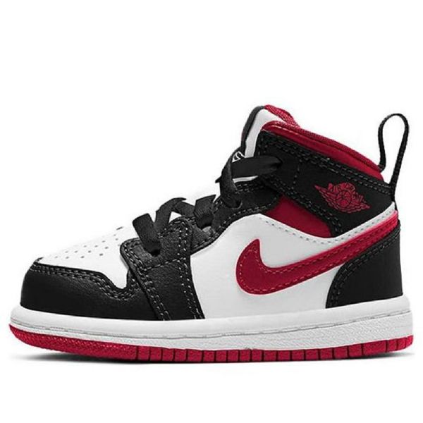 Nike Air Jordan 1 Mid Tops Td Sko Barn Svarte Rød