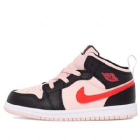 Nike Air Jordan 1 Mid Tops Td Sko Barn Svarte Rosa