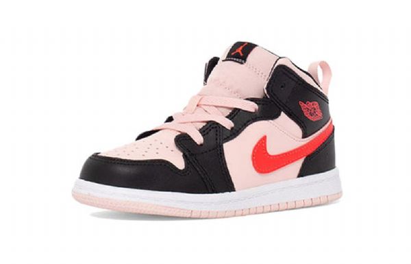 Nike Air Jordan 1 Mid Tops Td Sko Barn Svarte Rosa