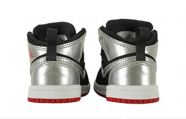 Nike Air Jordan 1 Mid Tops Td Sko Barn Svarte Sølv