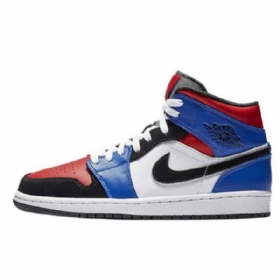 Nike Air Jordan 1 Mid Tops Top 3 Sko Herre Blå Rød Multicolor