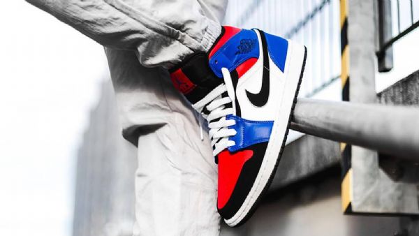 Nike Air Jordan 1 Mid Tops Top 3 Sko Herre Blå Rød Multicolor