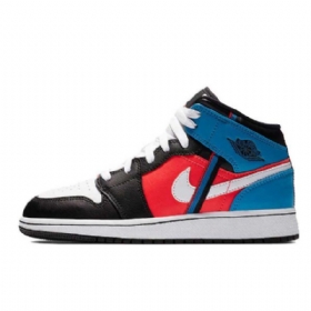 Nike Air Jordan 1 Mid Tops Tri Colour Ribbons Sko Herre Multicolor