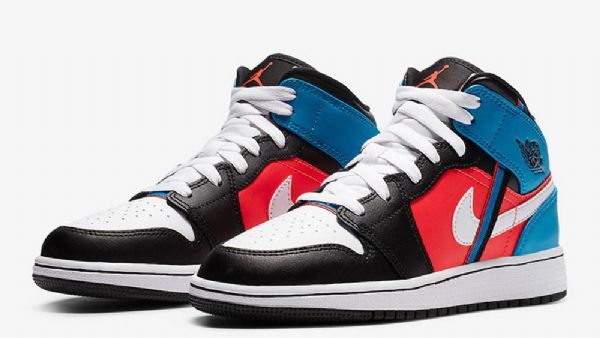 Nike Air Jordan 1 Mid Tops Tri Colour Ribbons Sko Herre Multicolor