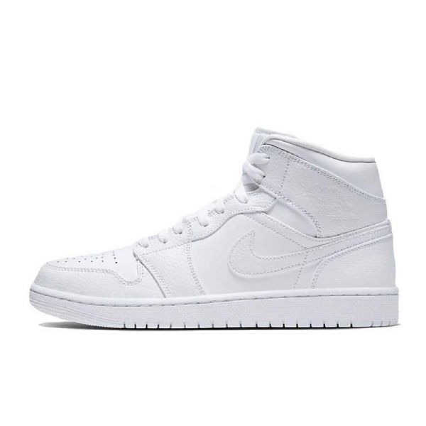 Nike Air Jordan 1 Mid Tops Triple Sko Herre Hvite