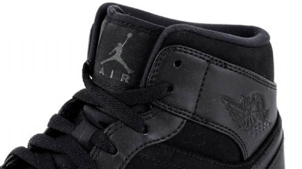 Nike Air Jordan 1 Mid Tops Triple Sko Herre Svarte