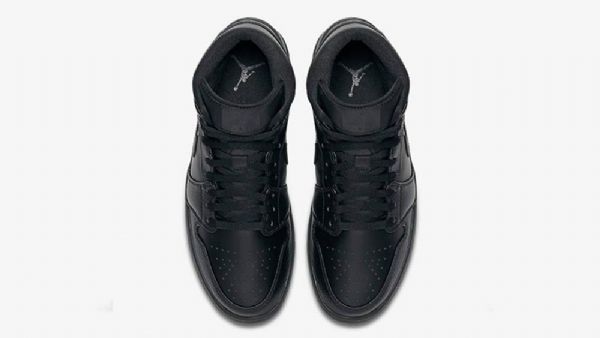 Nike Air Jordan 1 Mid Tops Triple Sko Herre Svarte