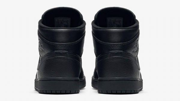 Nike Air Jordan 1 Mid Tops Triple Sko Herre Svarte