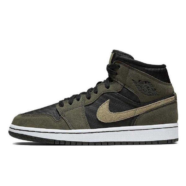 Nike Air Jordan 1 Mid Tops Trooper Sko Dame Camouflage Grønn