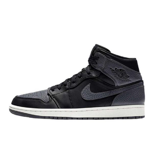 Nike Air Jordan 1 Mid Tops Tumbled Leather Sko Herre Grå