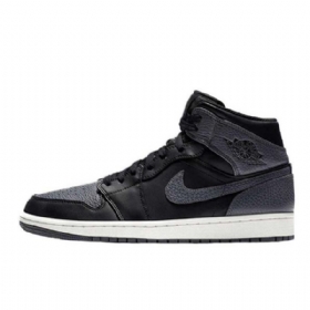 Nike Air Jordan 1 Mid Tops Tumbled Leather Sko Herre Grå