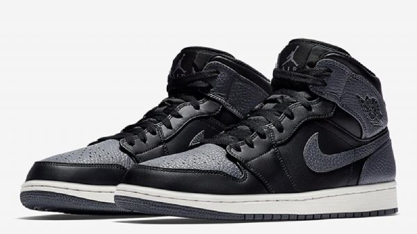 Nike Air Jordan 1 Mid Tops Tumbled Leather Sko Herre Grå