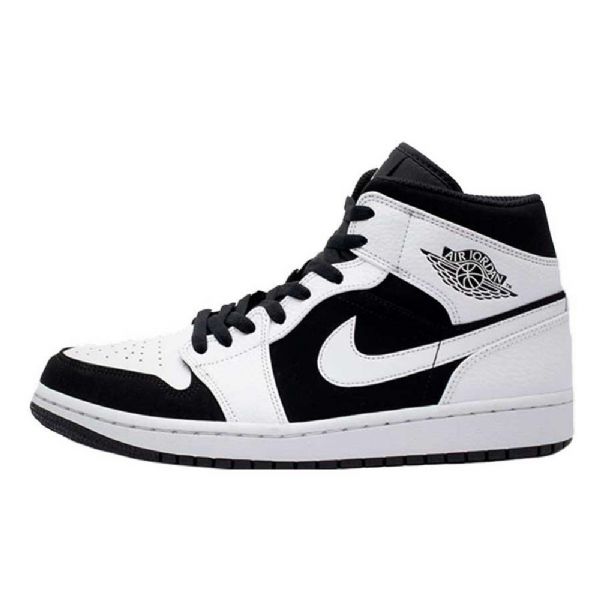 Nike Air Jordan 1 Mid Tops Tuxedo Sko Herre Hvite