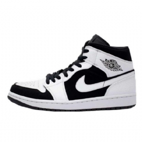 Nike Air Jordan 1 Mid Tops Tuxedo Sko Herre Hvite