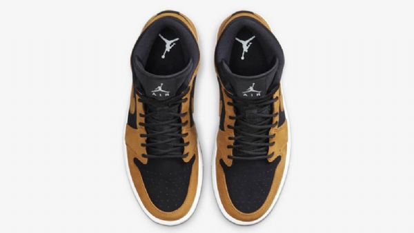 Nike Air Jordan 1 Mid Tops Wheat Sko Herre Brune Svarte