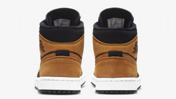 Nike Air Jordan 1 Mid Tops Wheat Sko Herre Brune Svarte