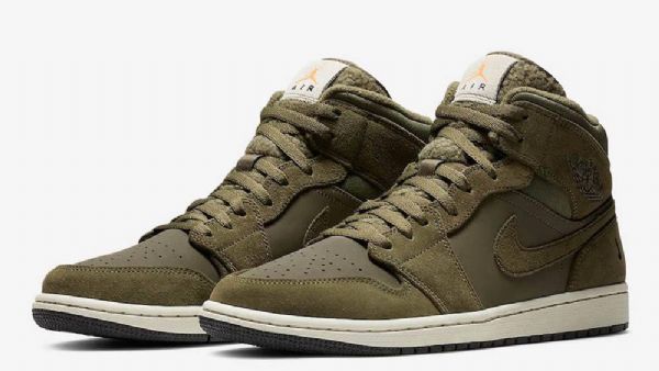 Nike Air Jordan 1 Mid Tops Winterized Sko Herre Olivengrønne