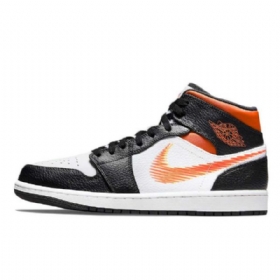 Nike Air Jordan 1 Mid Tops Zig Zag Team Sko Dame Hvite Oransje