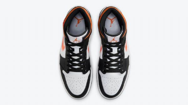 Nike Air Jordan 1 Mid Tops Zig Zag Team Sko Dame Hvite Oransje