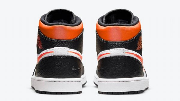 Nike Air Jordan 1 Mid Tops Zig Zag Team Sko Dame Hvite Oransje