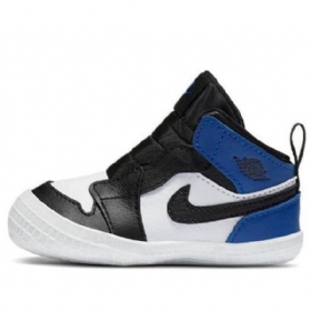 Nike Air Jordan 1 Retro Crib Basketball Shoes Barn Svarte Hvite Blå