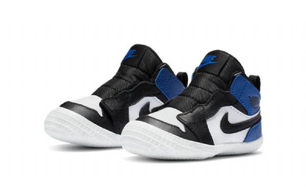 Nike Air Jordan 1 Retro Crib Basketball Shoes Barn Svarte Hvite Blå