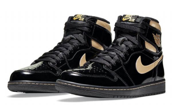 Nike Air Jordan 1 Retro High Tops Og Basketball Shoes Herre Svarte Gull