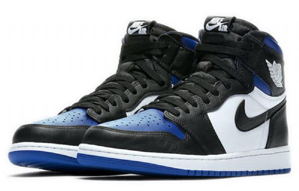 Nike Air Jordan 1 Retro High Tops Og Basketball Shoes Herre Svarte Hvite Blå
