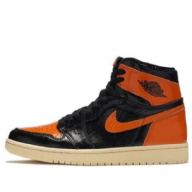 Nike Air Jordan 1 Retro High Tops Og Basketball Shoes Herre Svarte Oransje