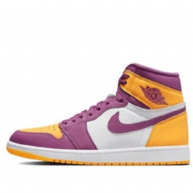 Nike Air Jordan 1 Retro High Tops Og Brotherhood Basketball Shoes Herre Lilla Hvite Gul