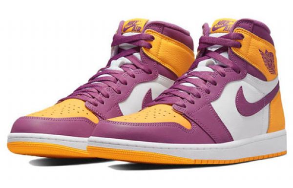 Nike Air Jordan 1 Retro High Tops Og Brotherhood Basketball Shoes Herre Lilla Hvite Gul