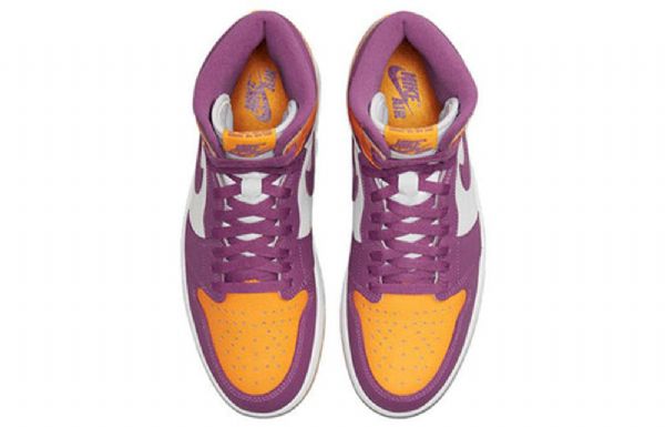 Nike Air Jordan 1 Retro High Tops Og Brotherhood Basketball Shoes Herre Lilla Hvite Gul