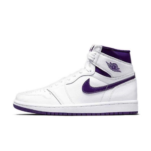 Nike Air Jordan 1 Retro High Tops Og Court Sko Dame Hvite Lilla