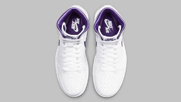 Nike Air Jordan 1 Retro High Tops Og Court Sko Dame Hvite Lilla